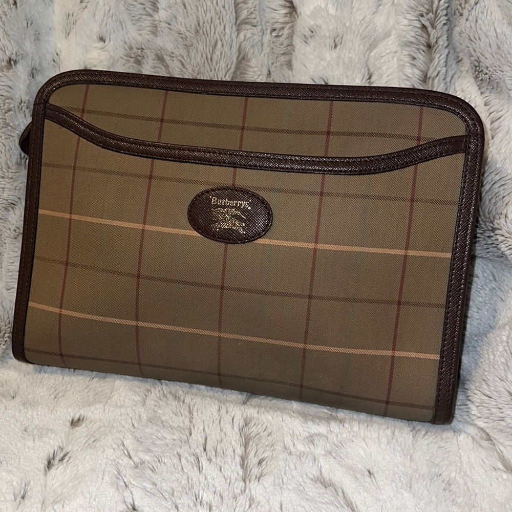 Burberry Brown Plaid Vintage Clutch